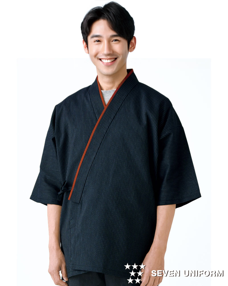 飲食サービス系ユニフォーム セブンユニフォーム 作務衣 上衣 EA3034 男女兼用 SEVEN UNIFORM 白洋社 作務衣／上衣セブンユニフォームEA3034の通販｜飲食店ユニフォームの