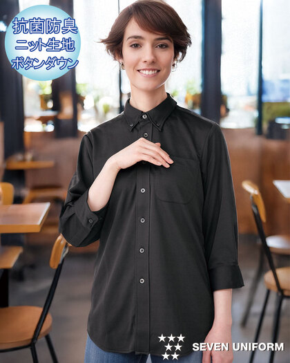 七分袖ボタンダウンニットシャツCH4496